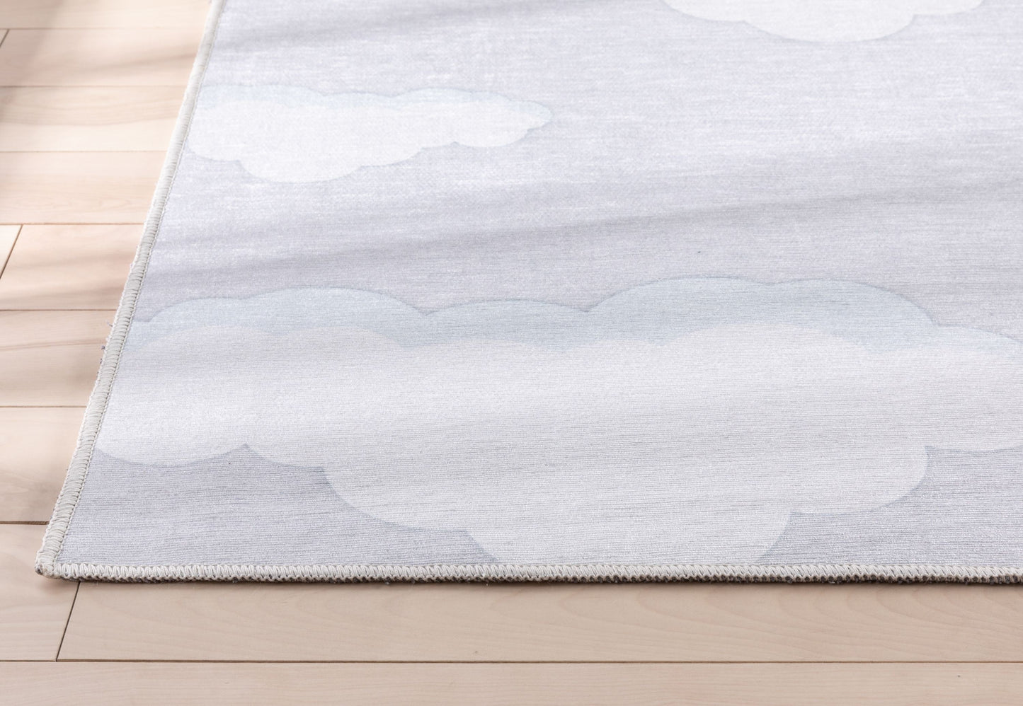 Cloud 9 Modern Grey Flat-Weave Washable Kids Rug W-KD-07G