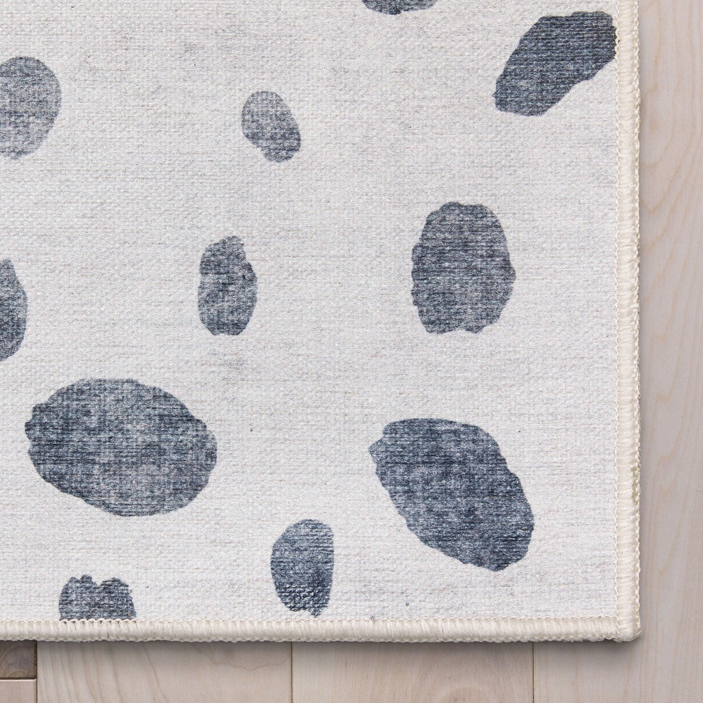 Animal Dots Modern Ivory Black Flat-Weave Washable Area Rug W-KD-08A