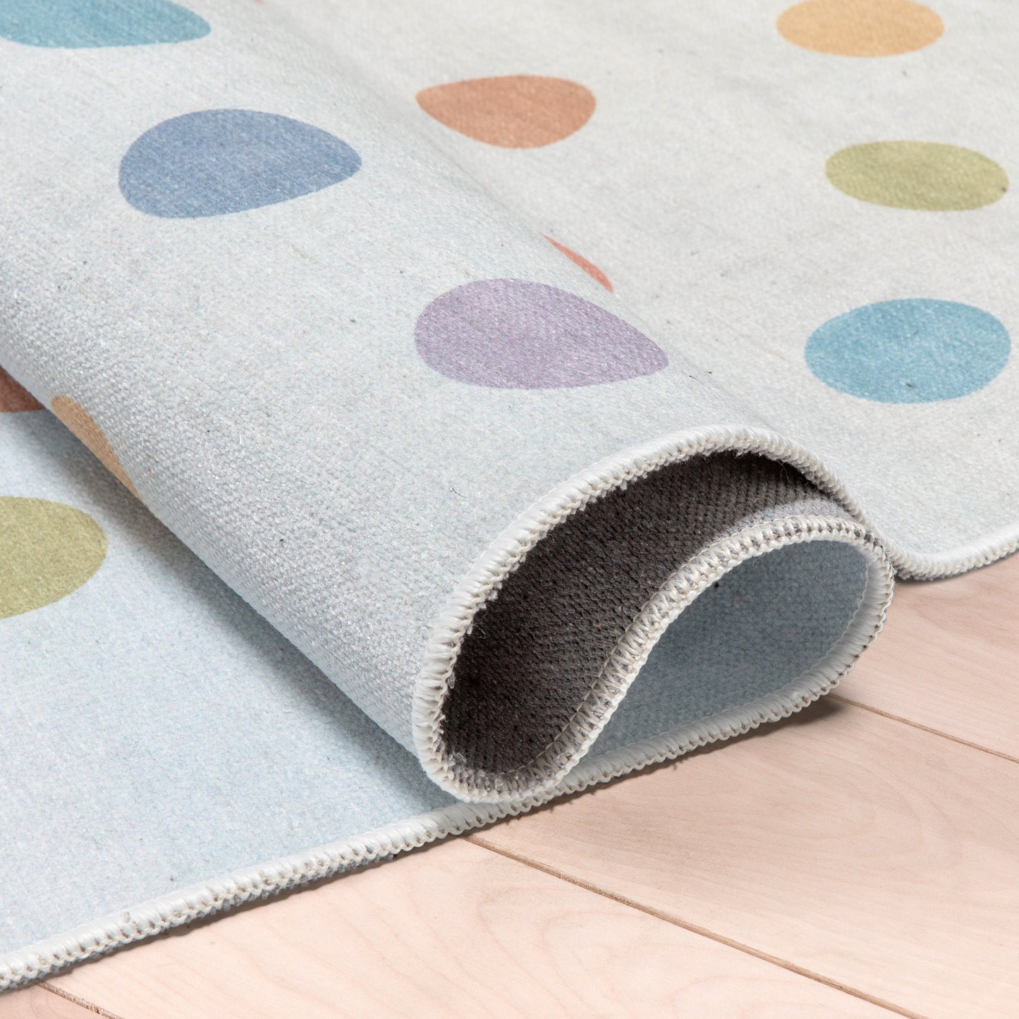Multi Dot Modern Multi Color Flat-Weave Washable Area Rug W-KD-10A