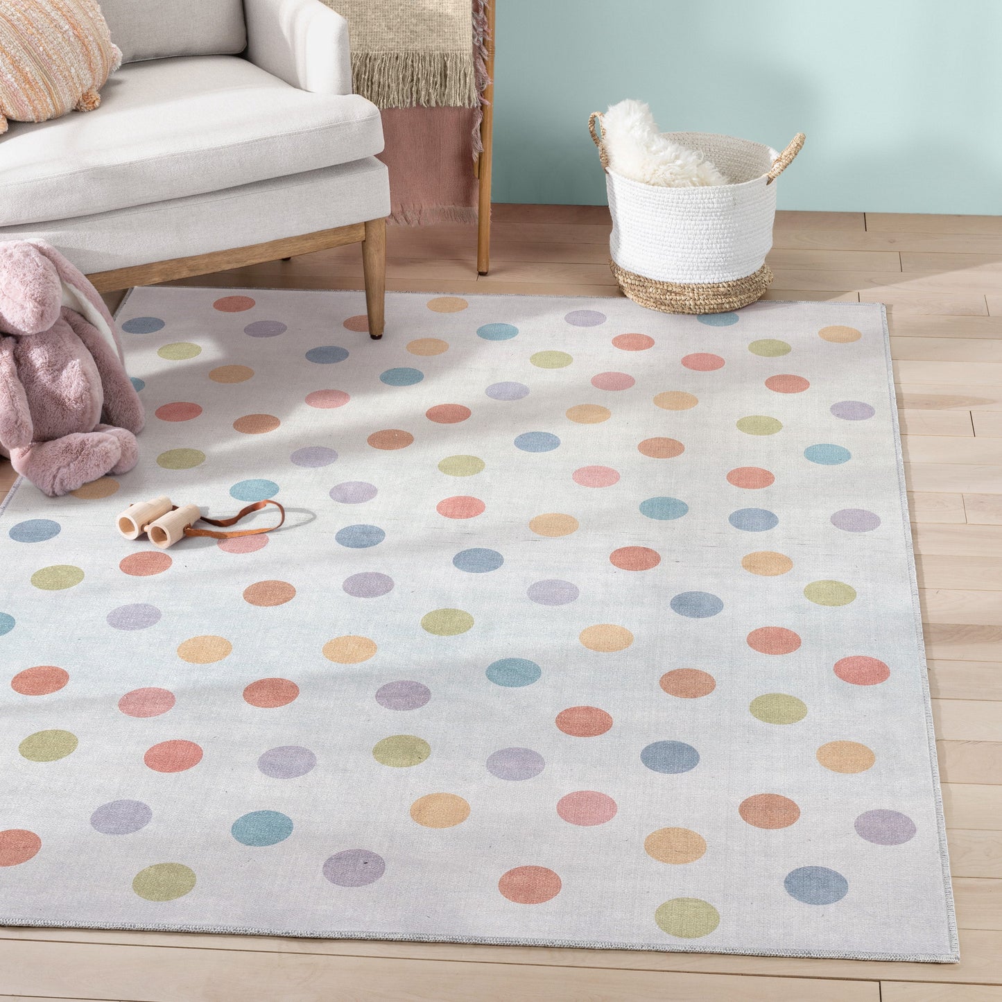 Multi Dot Modern Multi Color Flat-Weave Washable Area Rug W-KD-10A