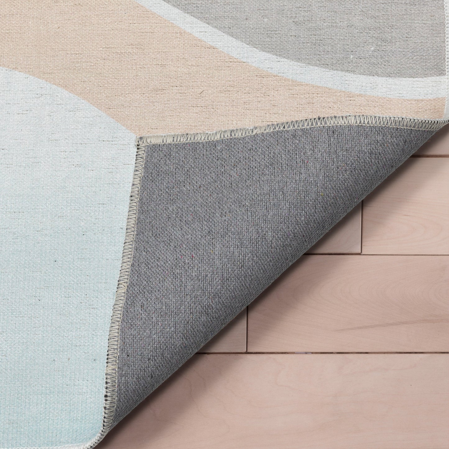 Curved Rainbow Modern Multi Color Pastel Flat-Weave Washable Area Rug W-KD-12A