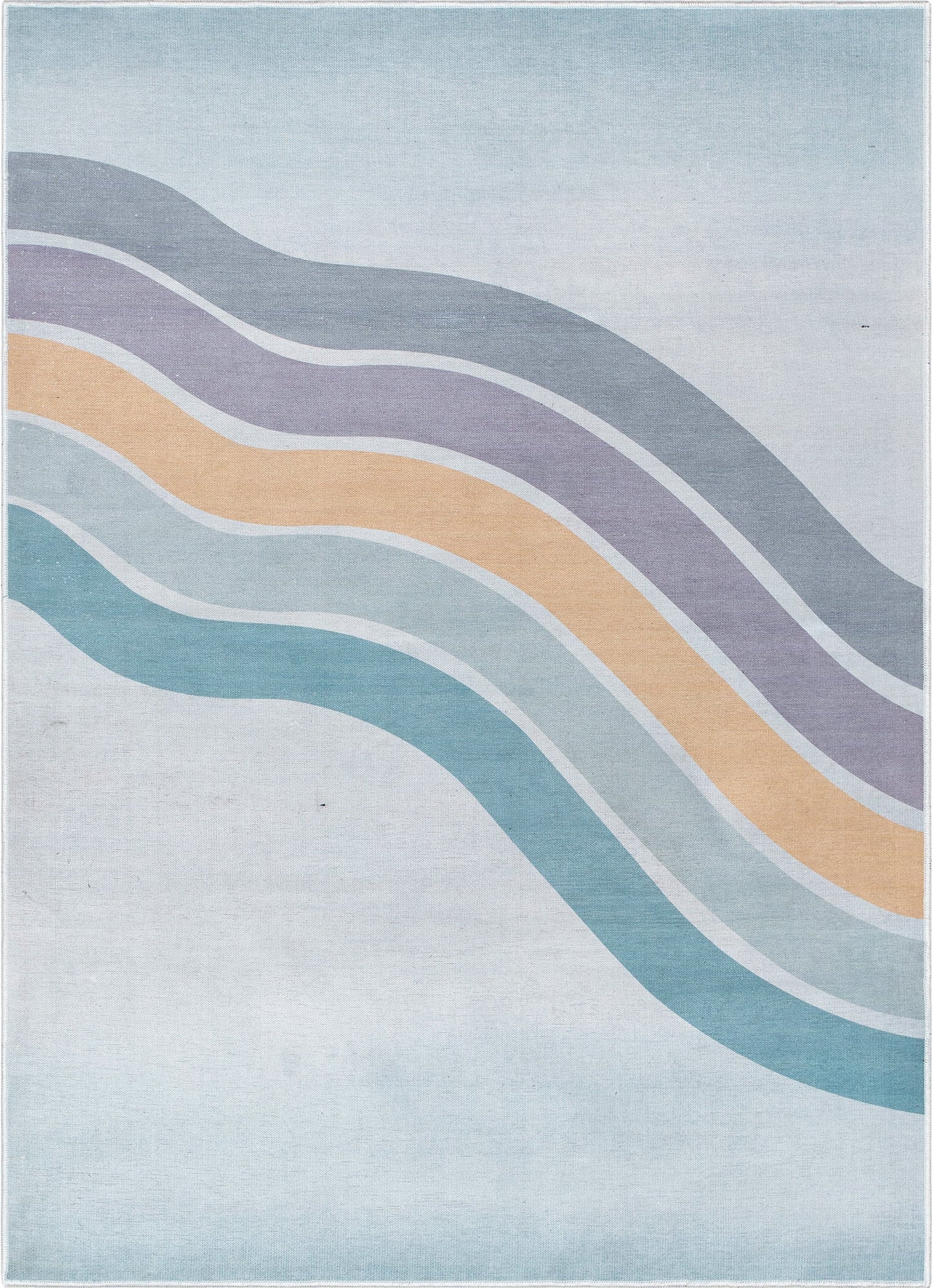 Curved Rainbow Modern Multi Color Purple Flat-Weave Washable Area Rug W-KD-12E