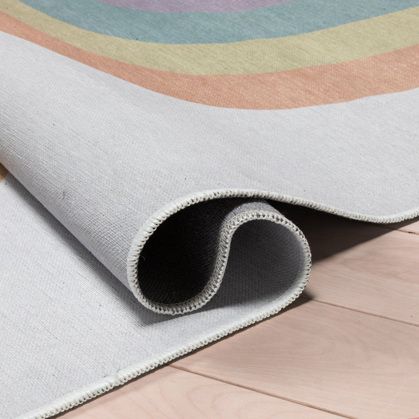 Rainbow Watercolor Modern Multi Color Flat-Weave Washable Area Rug W-KD-13B