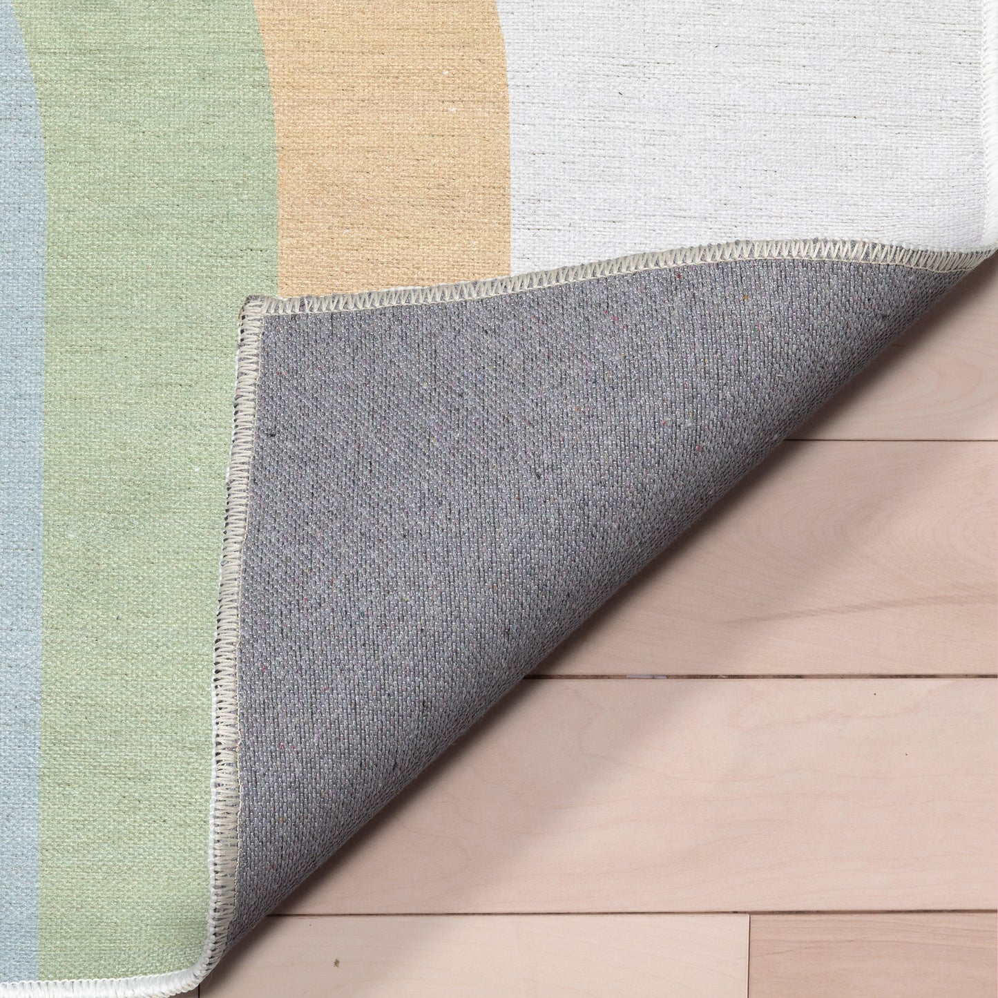 Rainbow Watercolor Modern Multi Color Flat-Weave Washable Area Rug W-KD-13B