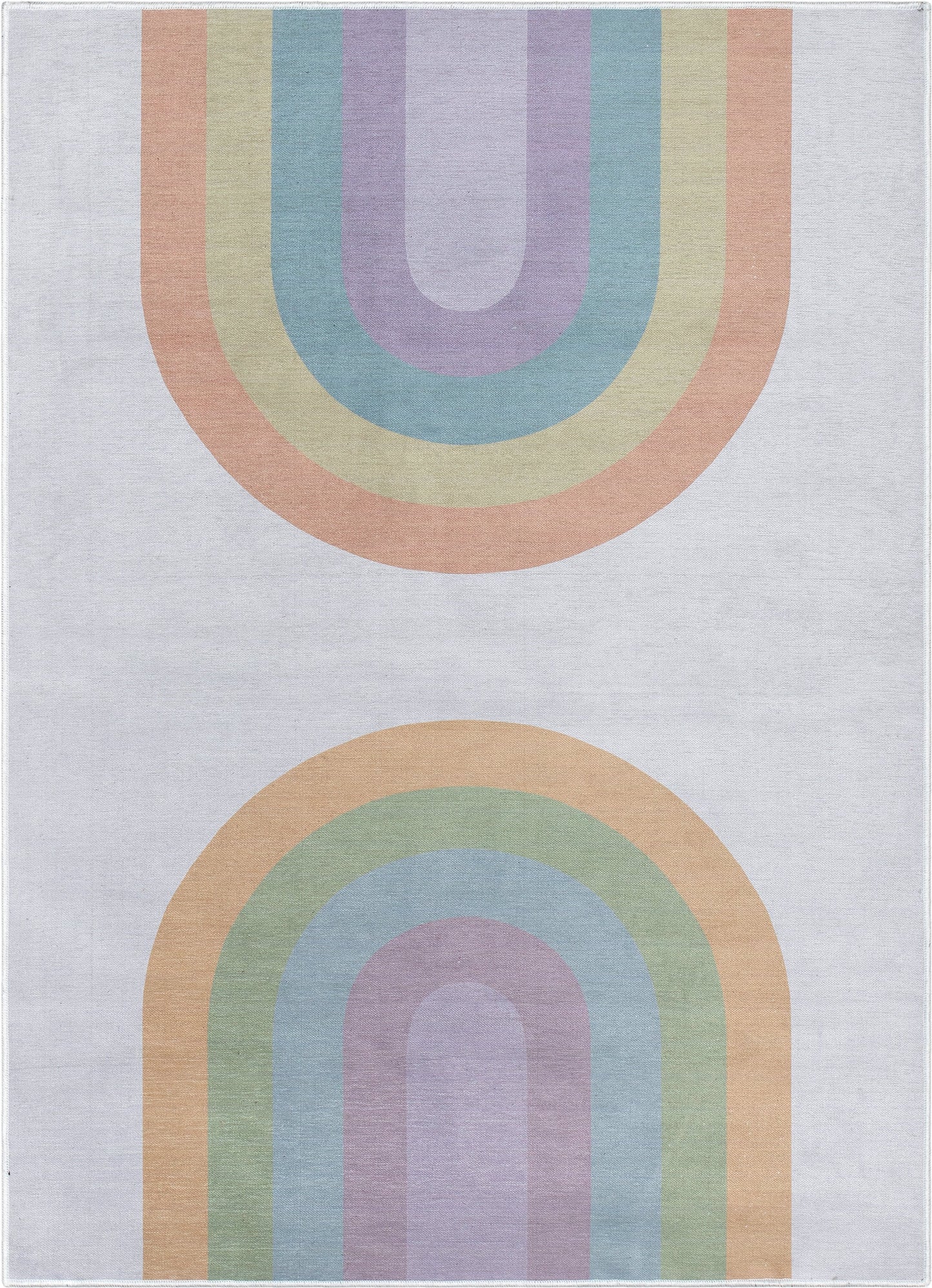 Rainbow Watercolor Modern Multi Color Flat-Weave Washable Area Rug W-KD-13B