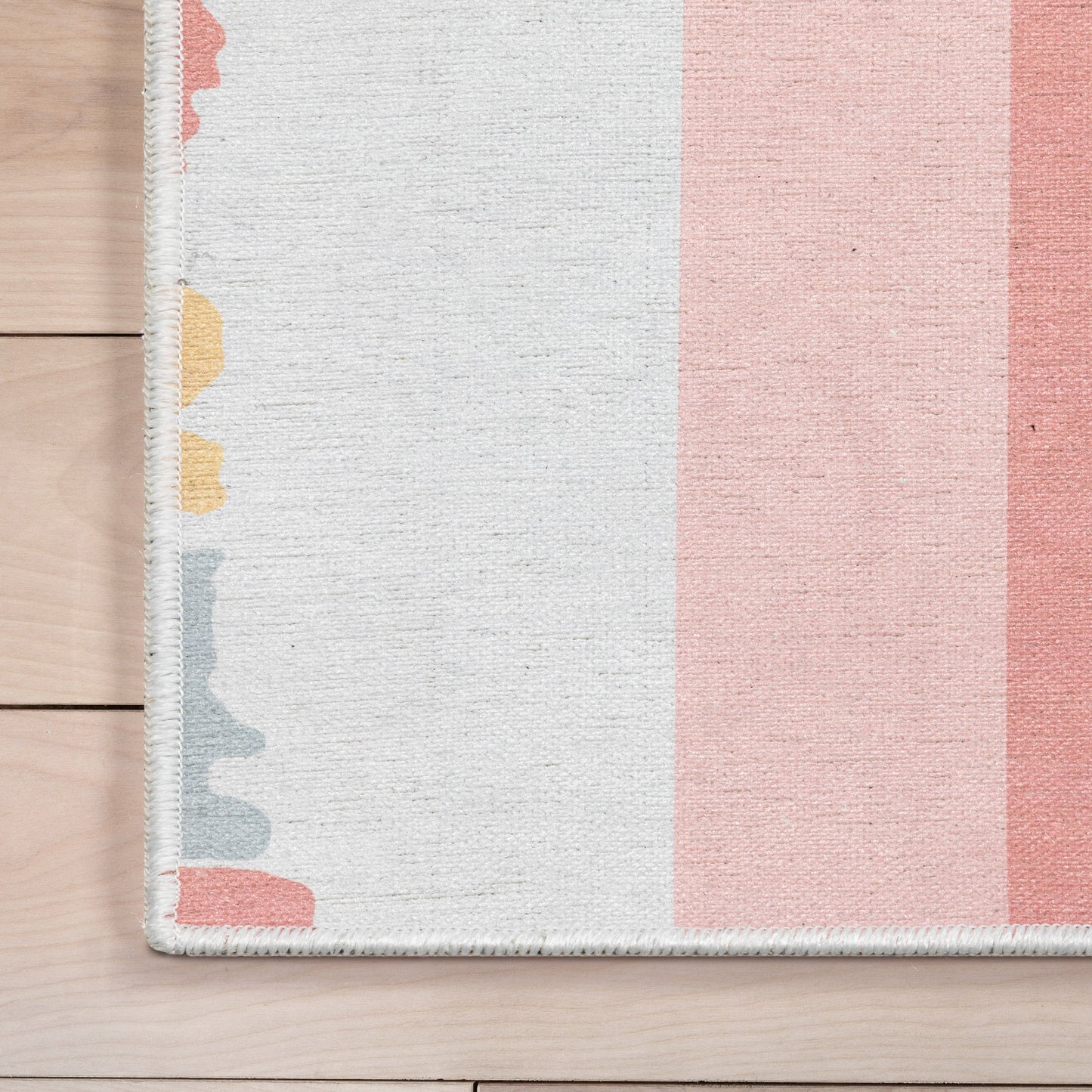 Crescent Rainbow Modern Multi Color Flat-Weave Washable Area Rug W-KD-14A