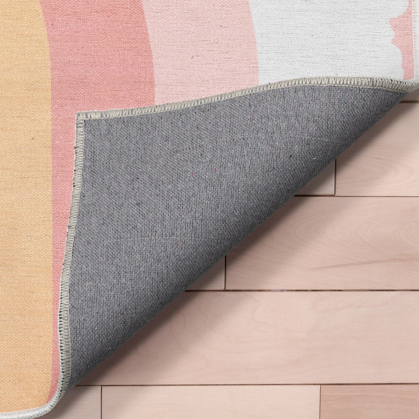 Crescent Rainbow Modern Multi Color Flat-Weave Washable Area Rug W-KD-14A
