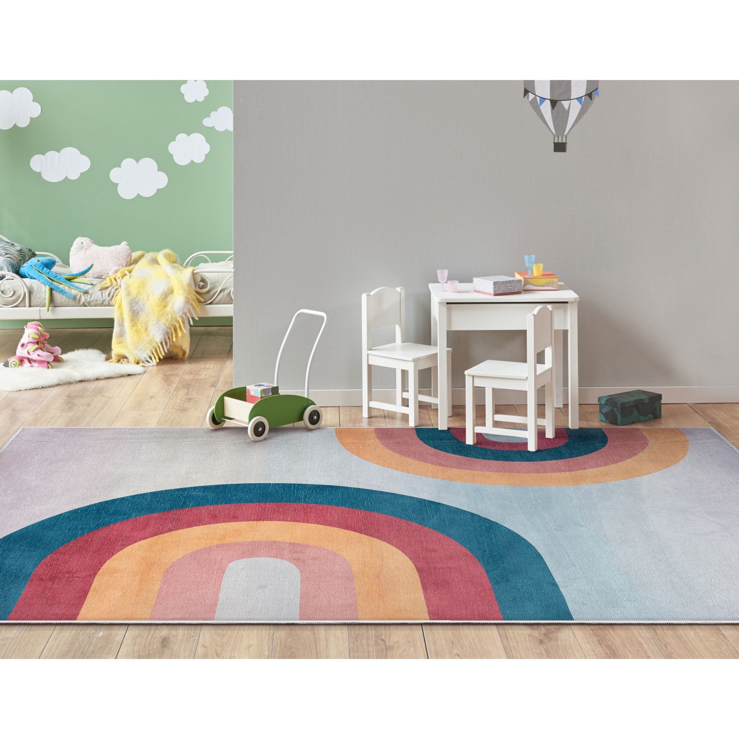 Kaleidoscope Rainbow Modern Multi Color Flat-Weave Washable Area Rug W-KD-15B