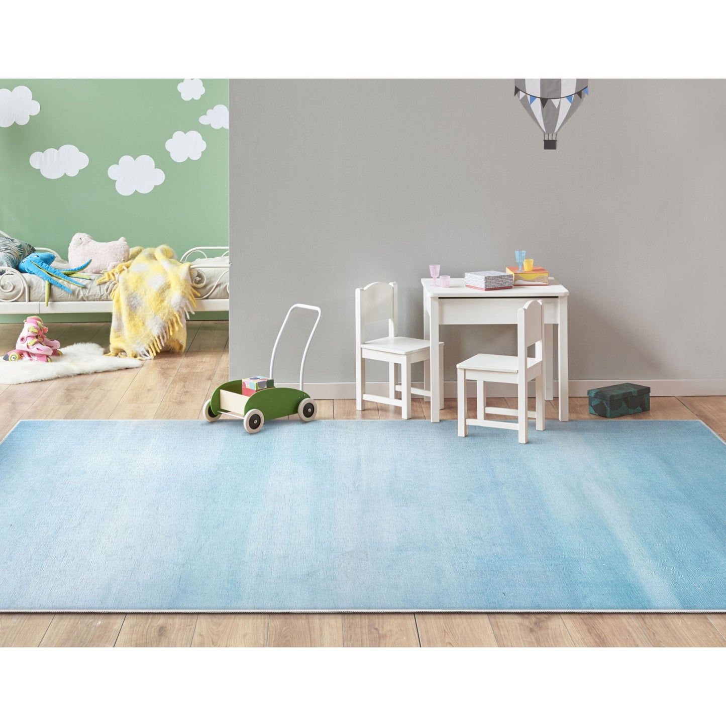 Nightfall Modern Blue Flat-Weave Washable Area Rug W-KD-18A