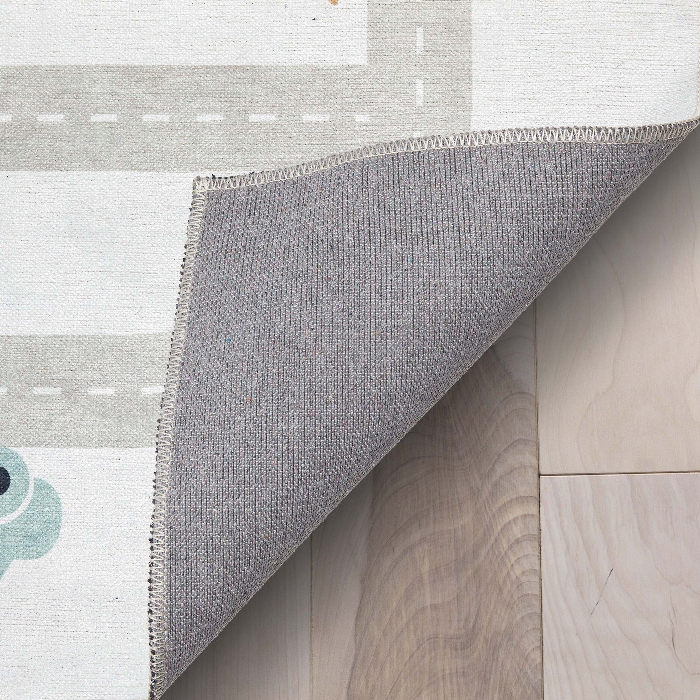 Playful Roads Modern Grey Flat-Weave Washable Area Rug W-KD-19A