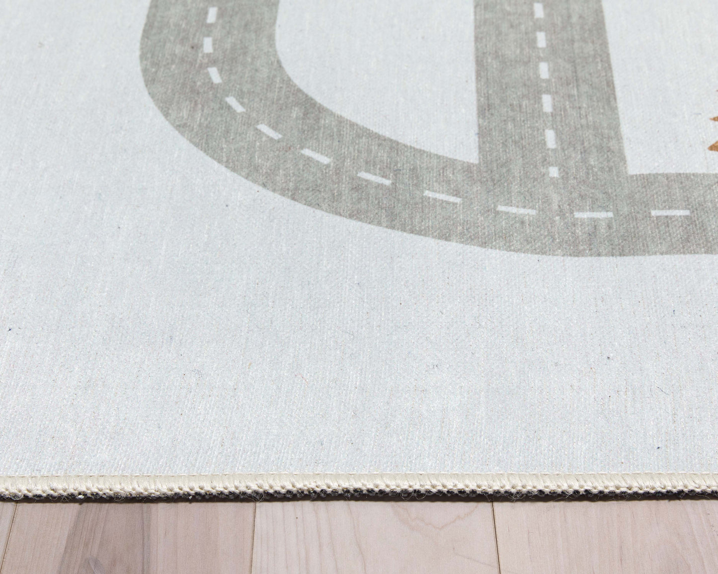 Playful Roads Modern Grey Flat-Weave Washable Area Rug W-KD-19A