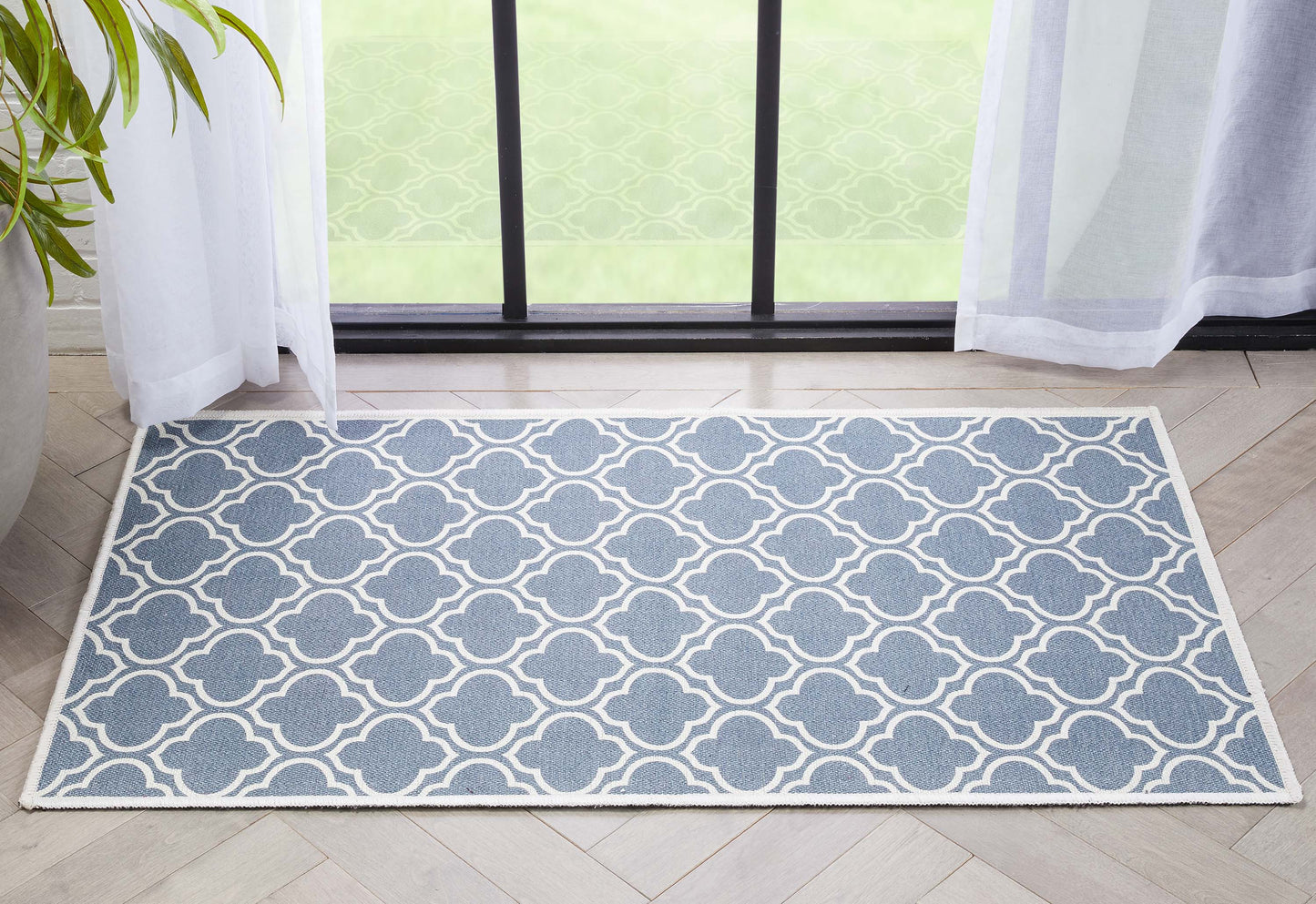 Lattice Moroccan Trellis Charcoal Grey Washable Rug W-MR-04A