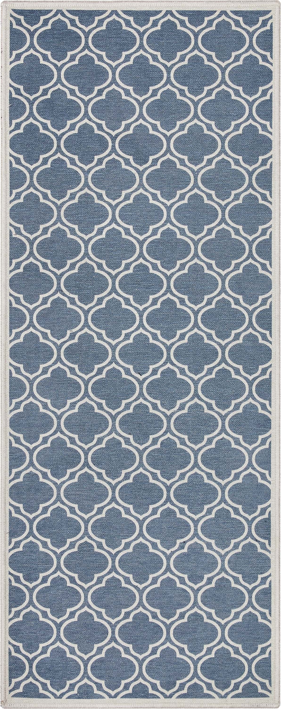 Lattice Moroccan Trellis Charcoal Grey Washable Rug W-MR-04A