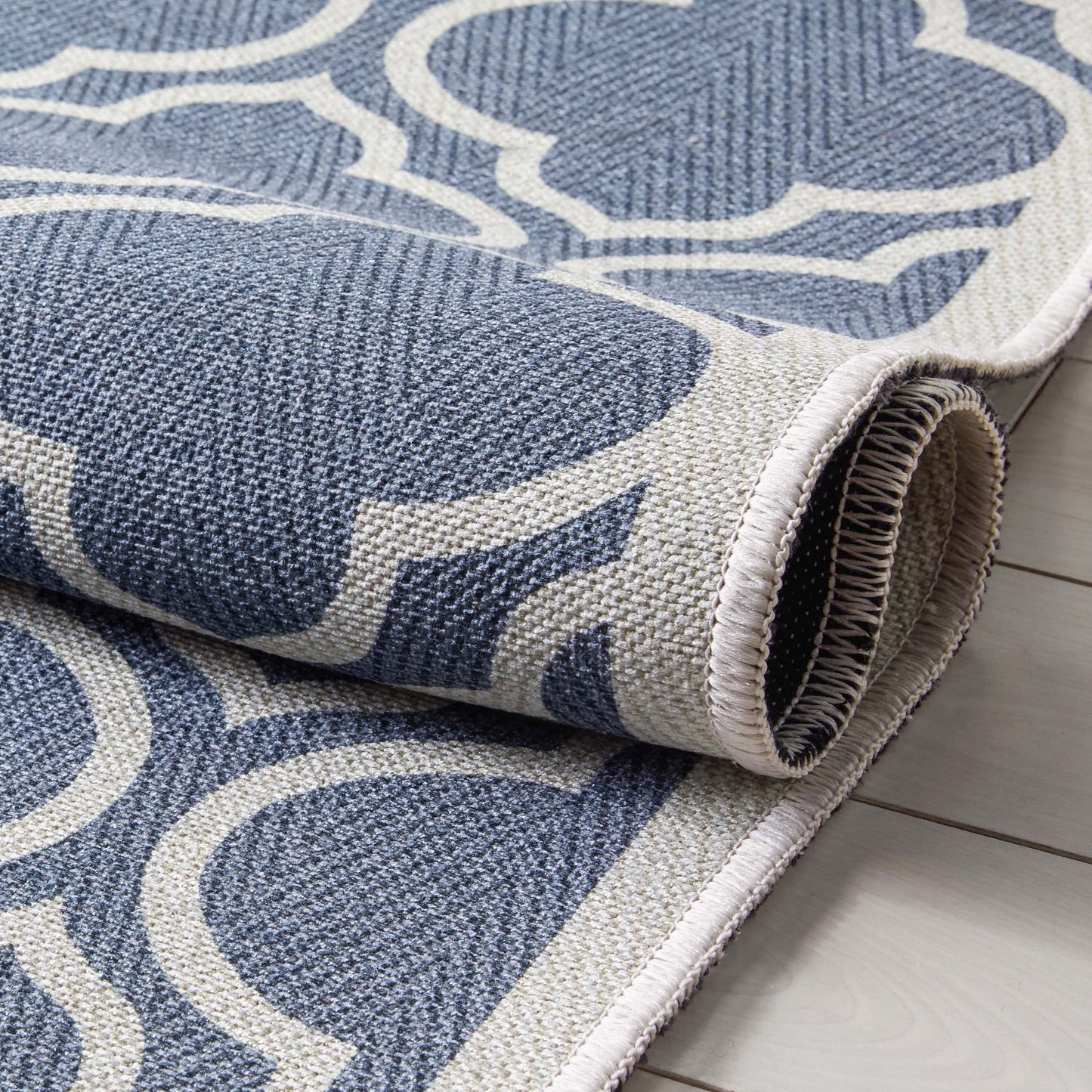 Lattice Moroccan Trellis Charcoal Grey Washable Rug W-MR-04A