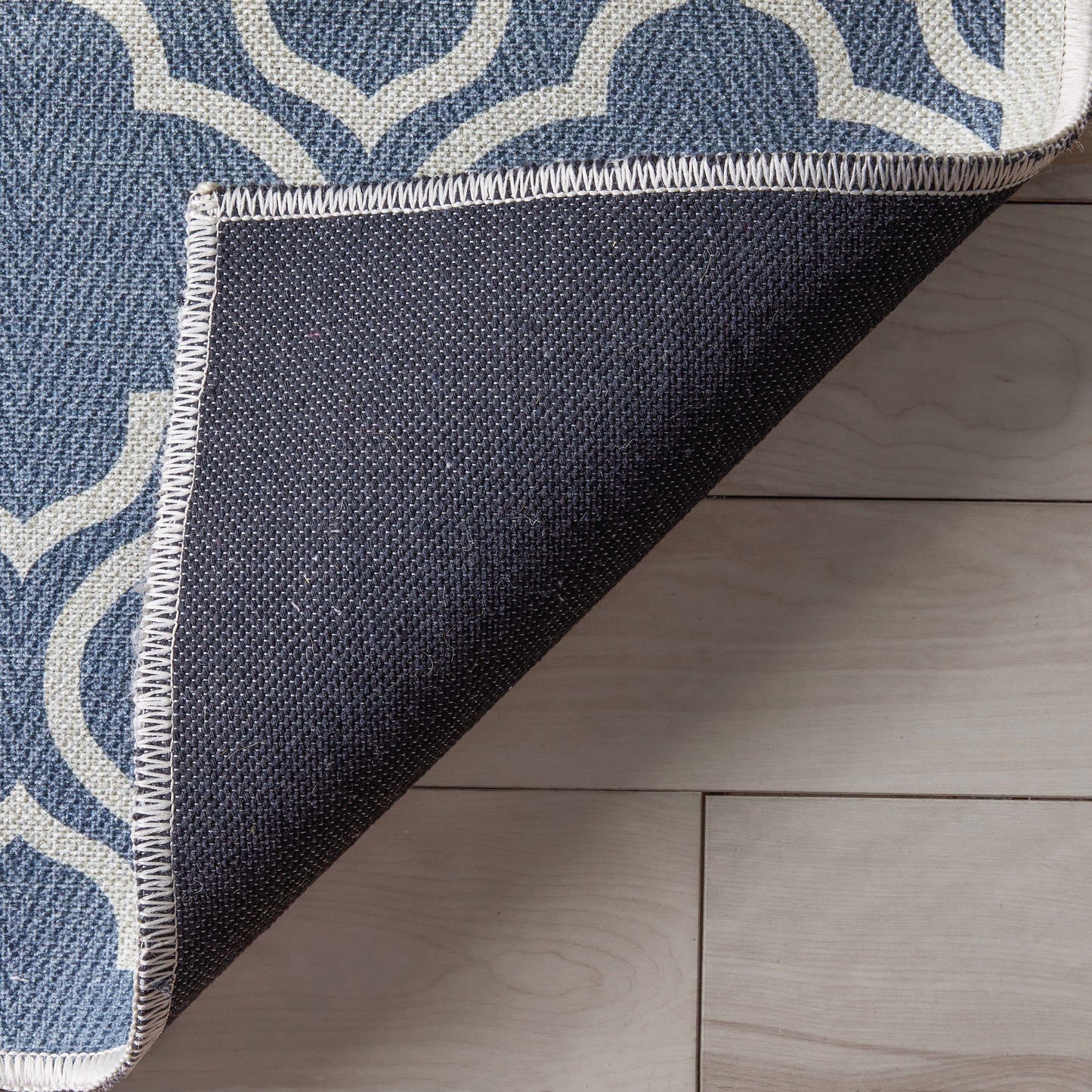 Lattice Moroccan Trellis Charcoal Grey Washable Rug W-MR-04A