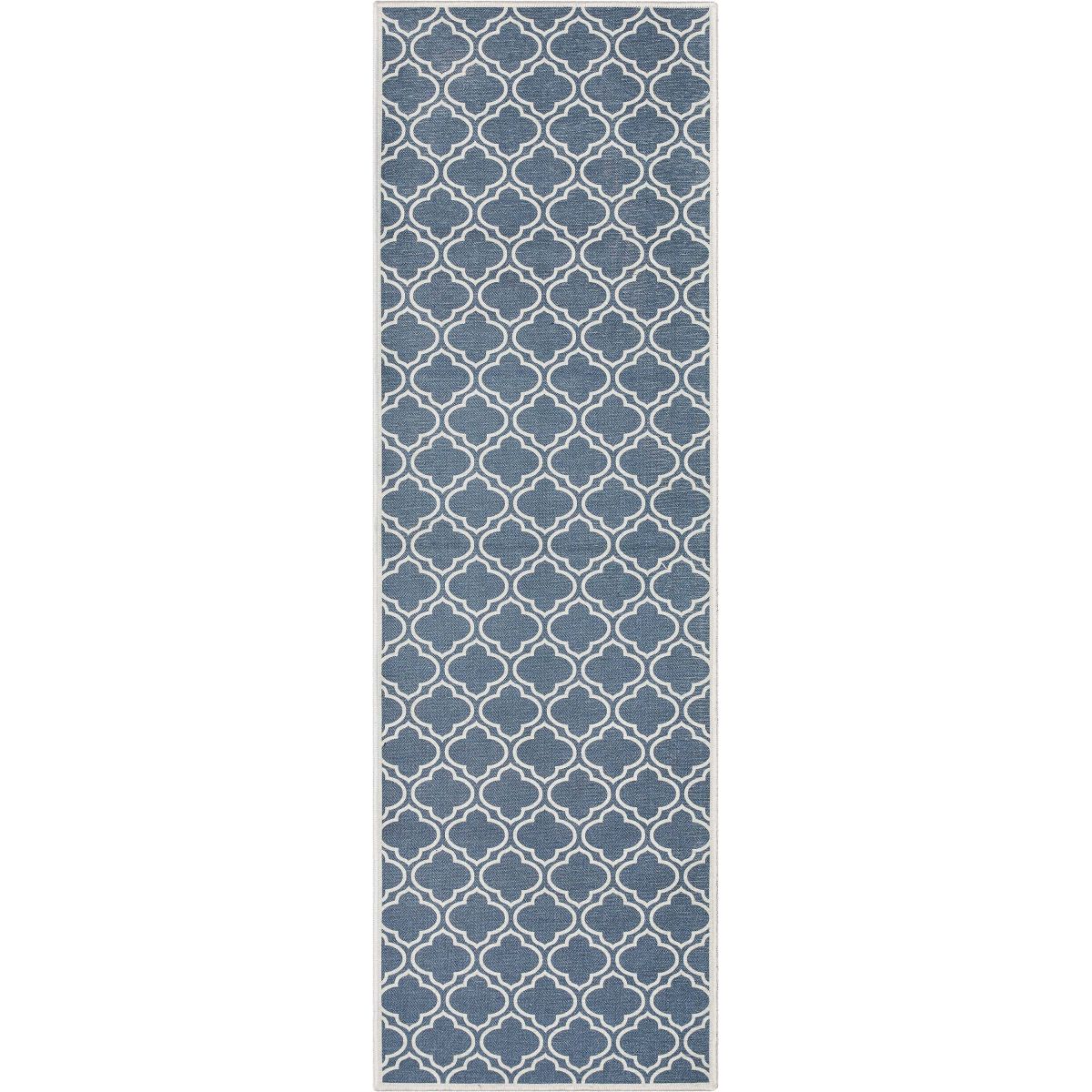 Lattice Moroccan Trellis Charcoal Grey Washable Rug W-MR-04A