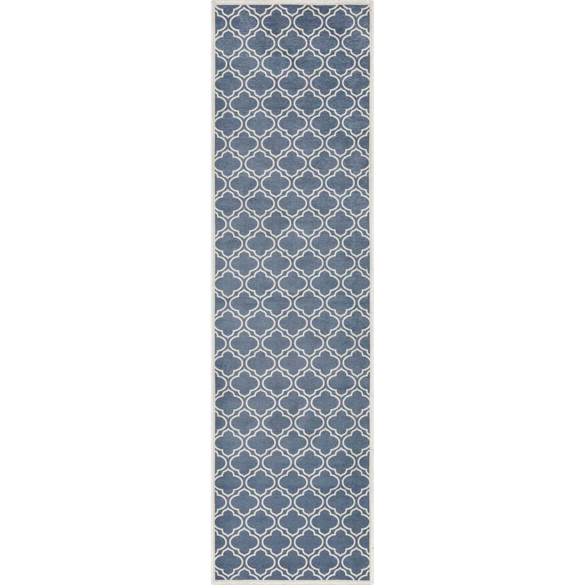 Lattice Moroccan Trellis Charcoal Grey Washable Rug W-MR-04A