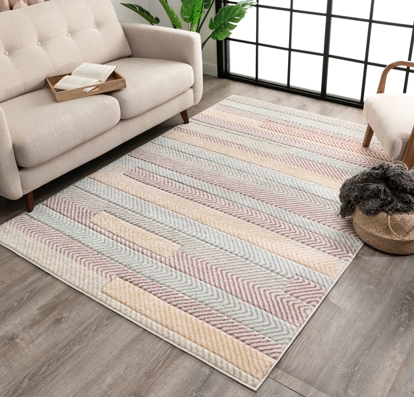 Kirby Geometric Scandinavian 3D Textured Multi Rug WH-32