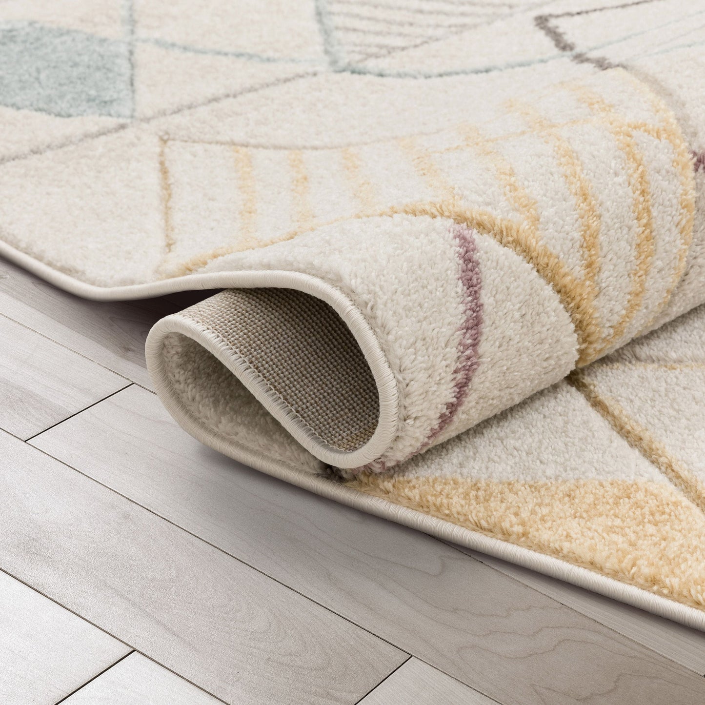 Prism Geometric Scandinavian 3D Textured White Rug WH-42