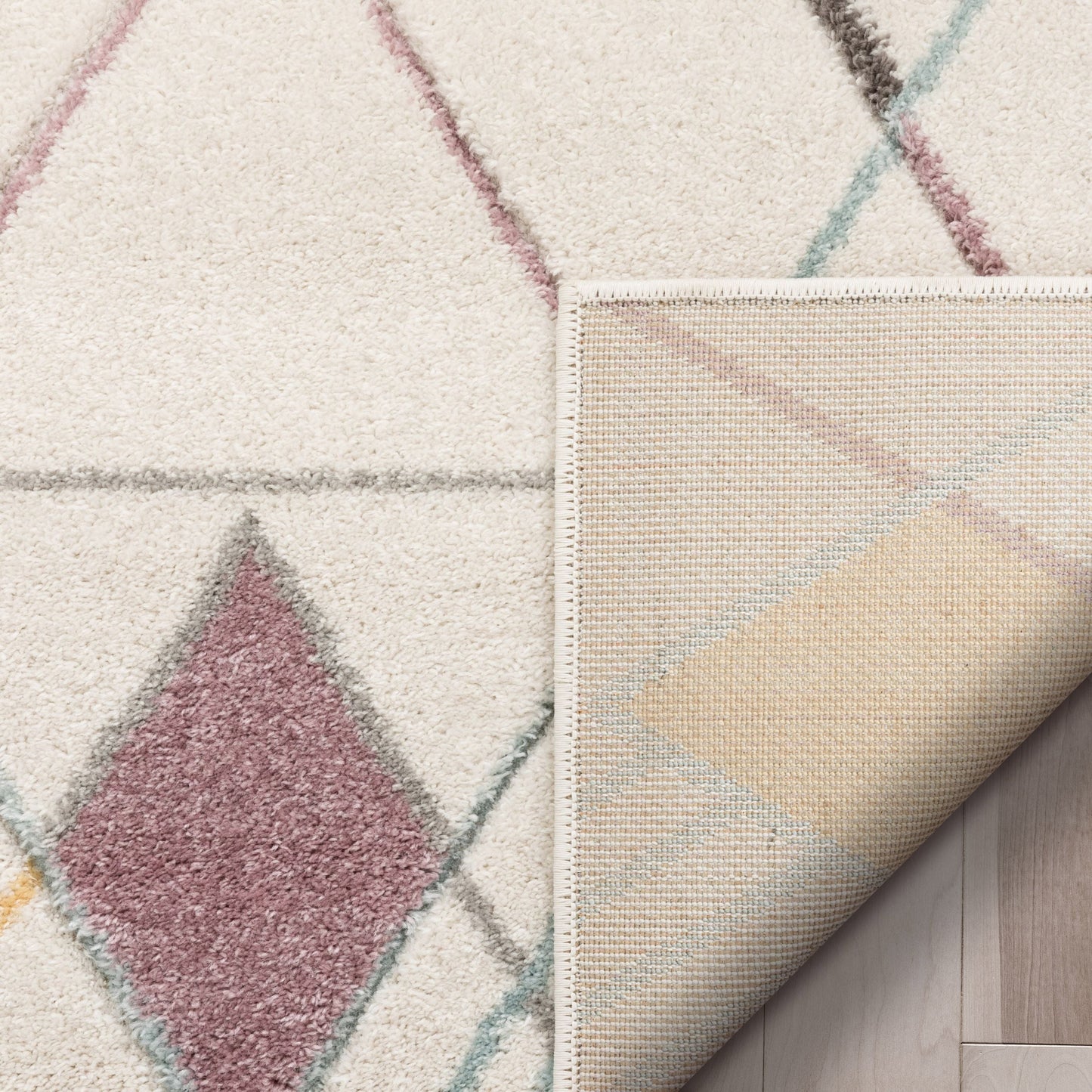 Prism Geometric Scandinavian 3D Textured White Rug WH-42