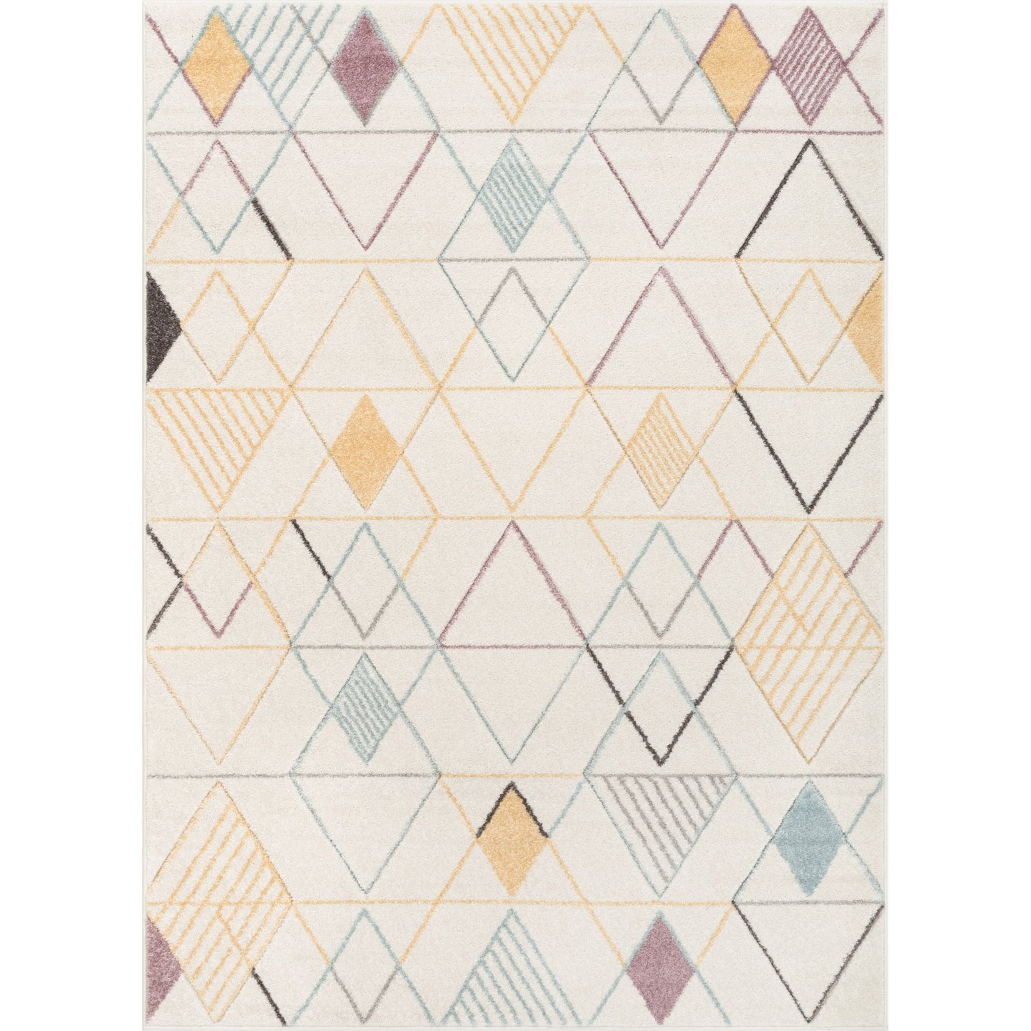 Prism Geometric Scandinavian 3D Textured White Rug WH-42
