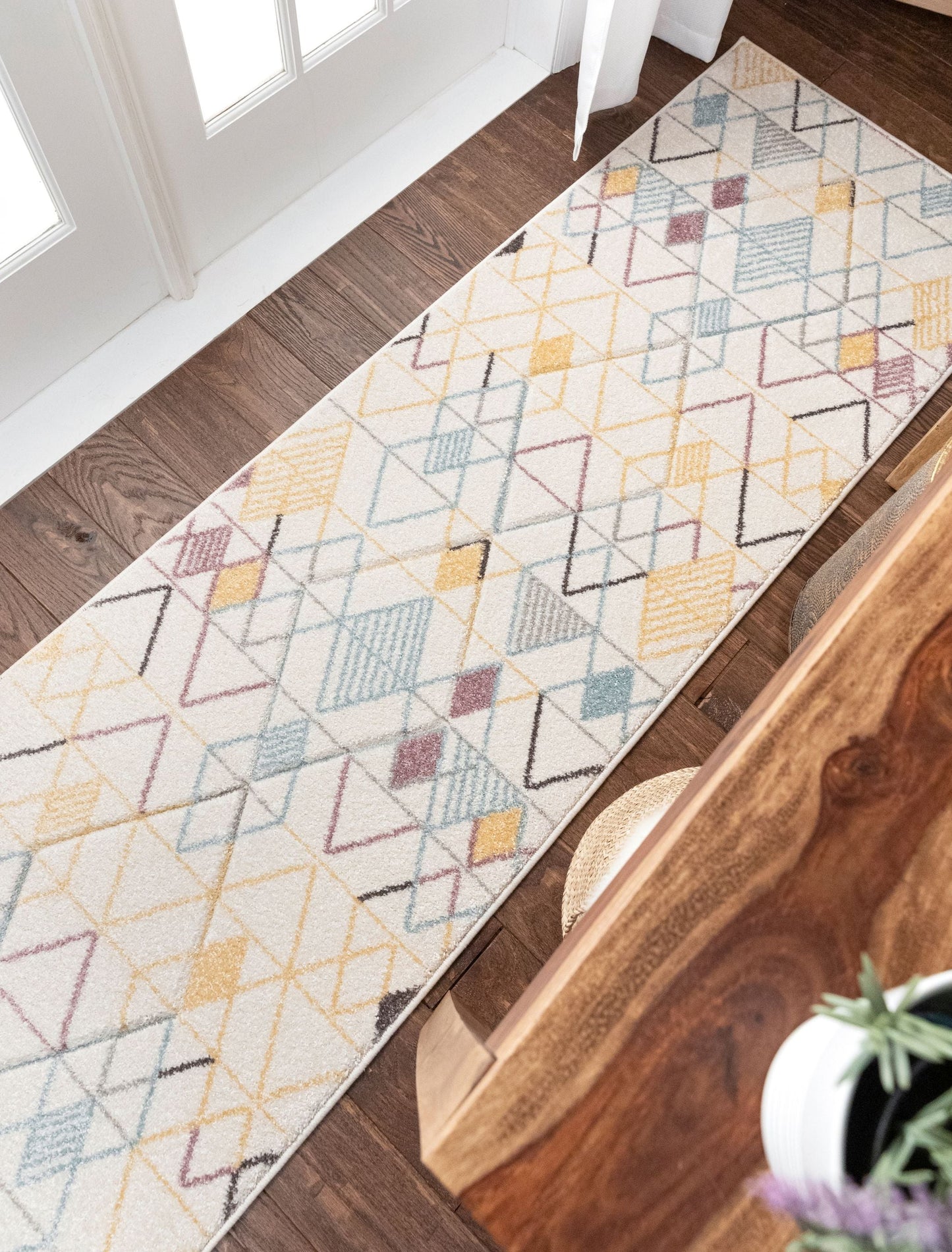 Prism Geometric Scandinavian 3D Textured White Rug WH-42