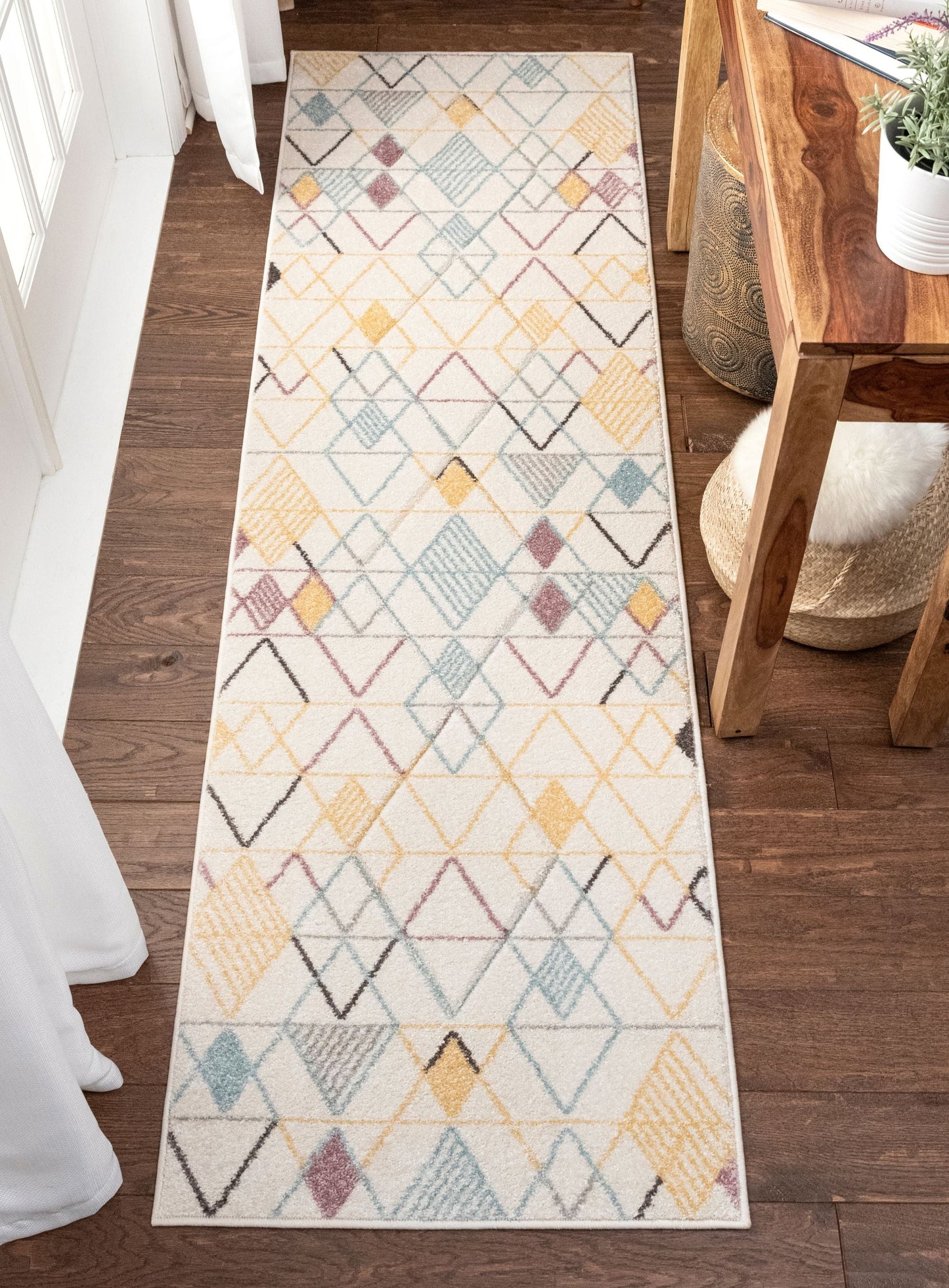 Prism Geometric Scandinavian 3D Textured White Rug WH-42