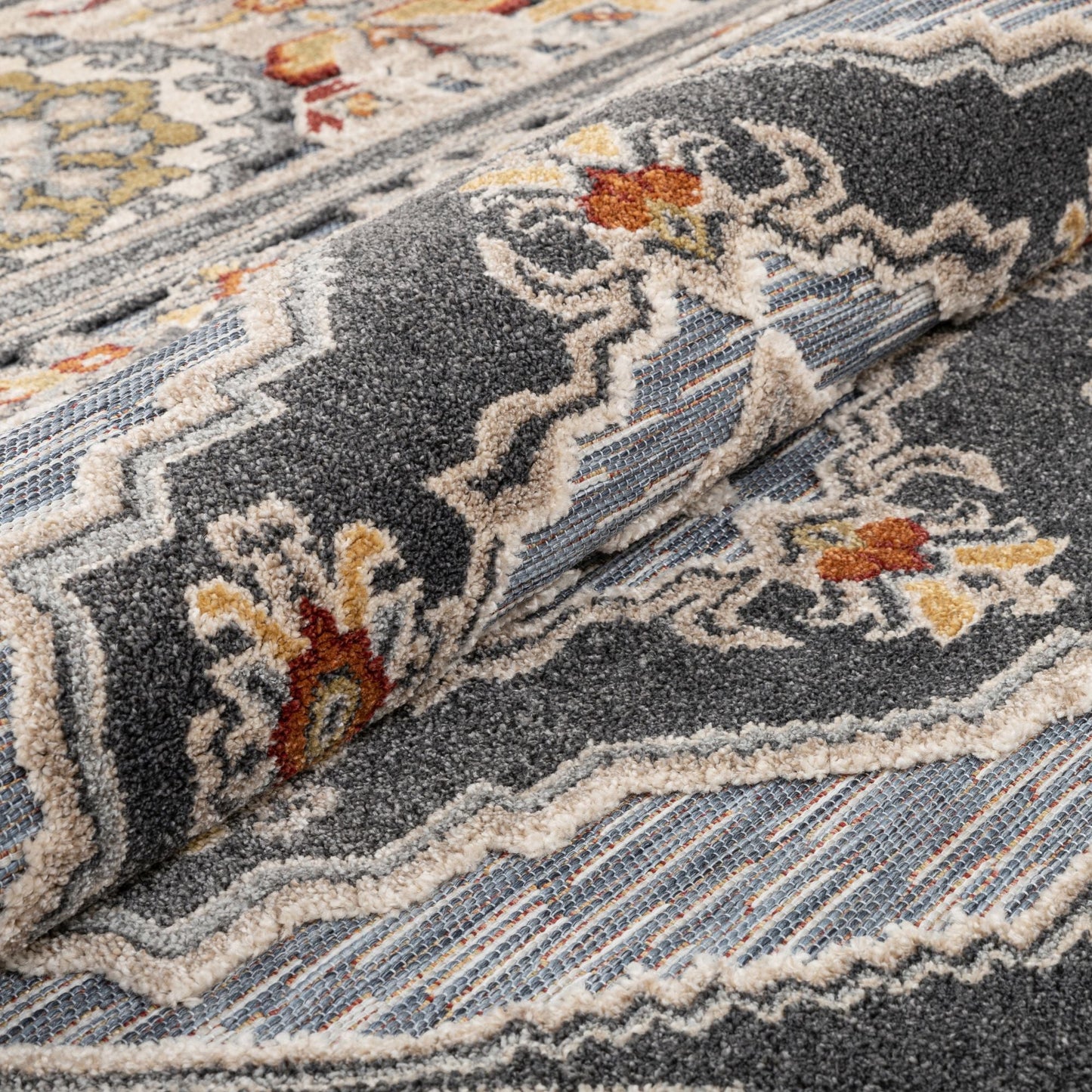Argo Bohemian Aztec Tribal Grey Flatweave High-Low Rug WIL-17