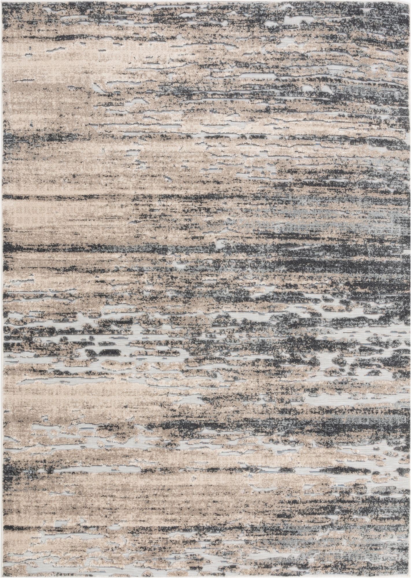 Twilight Abstract Distressed Beige Grey Flatweave High-Low Rug WIL-27
