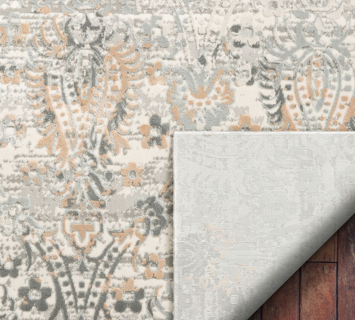 Astrid Grey Vintage Persian Panel High-Low Rug WN-37