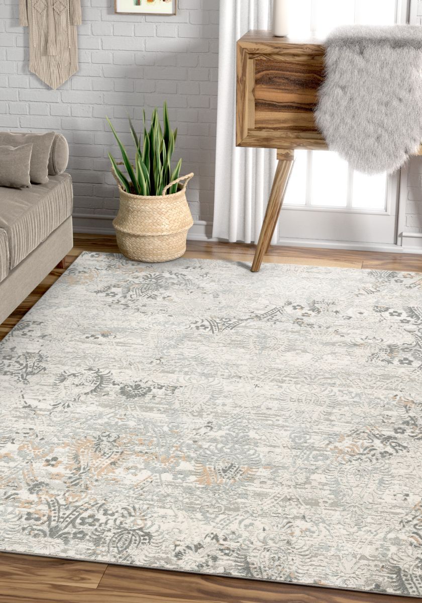 Astrid Grey Vintage Persian Panel High-Low Rug WN-37