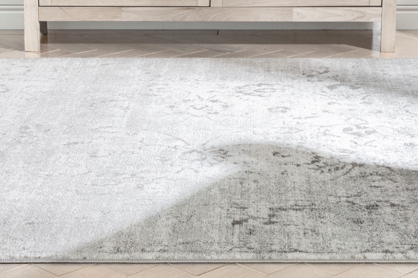 Thiva Vintage Oriental Floral Pattern Grey Rug ZAZ-17