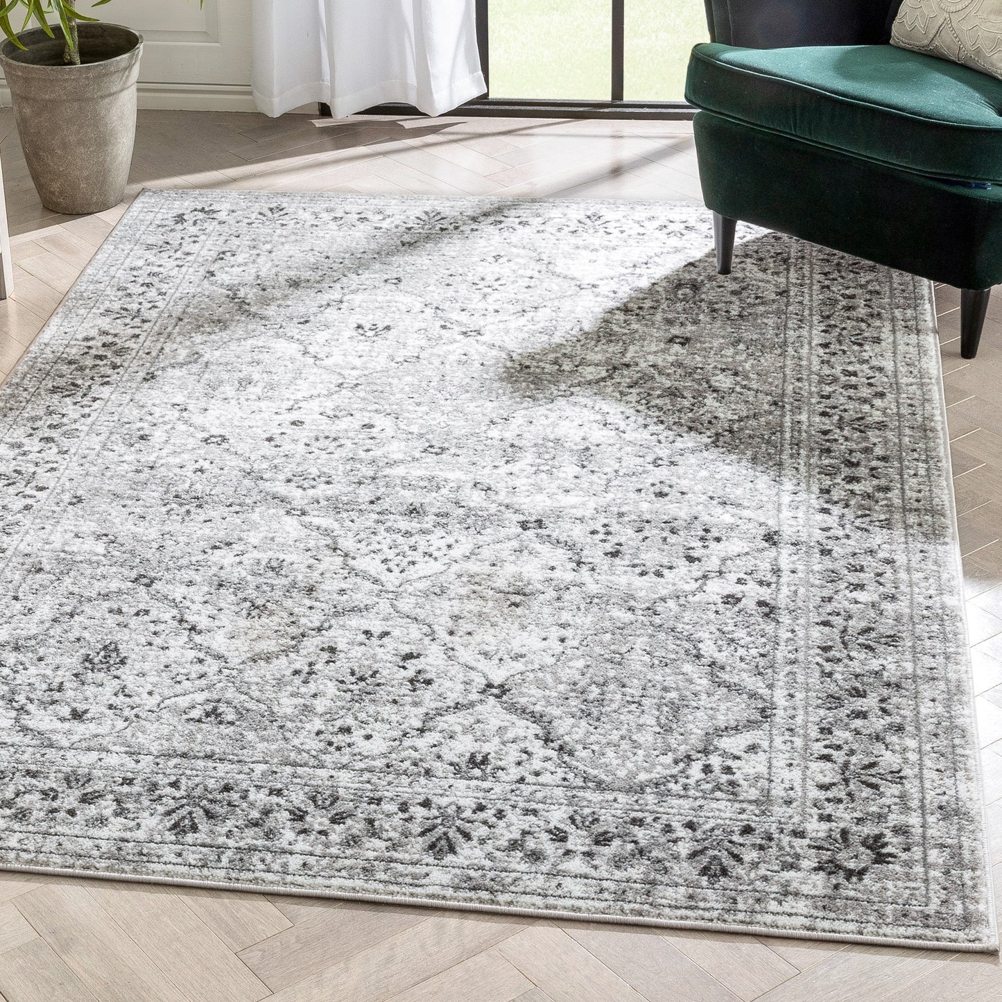 Argos Modern Vintage Lattice Ivory Grey Rug ZAZ-32