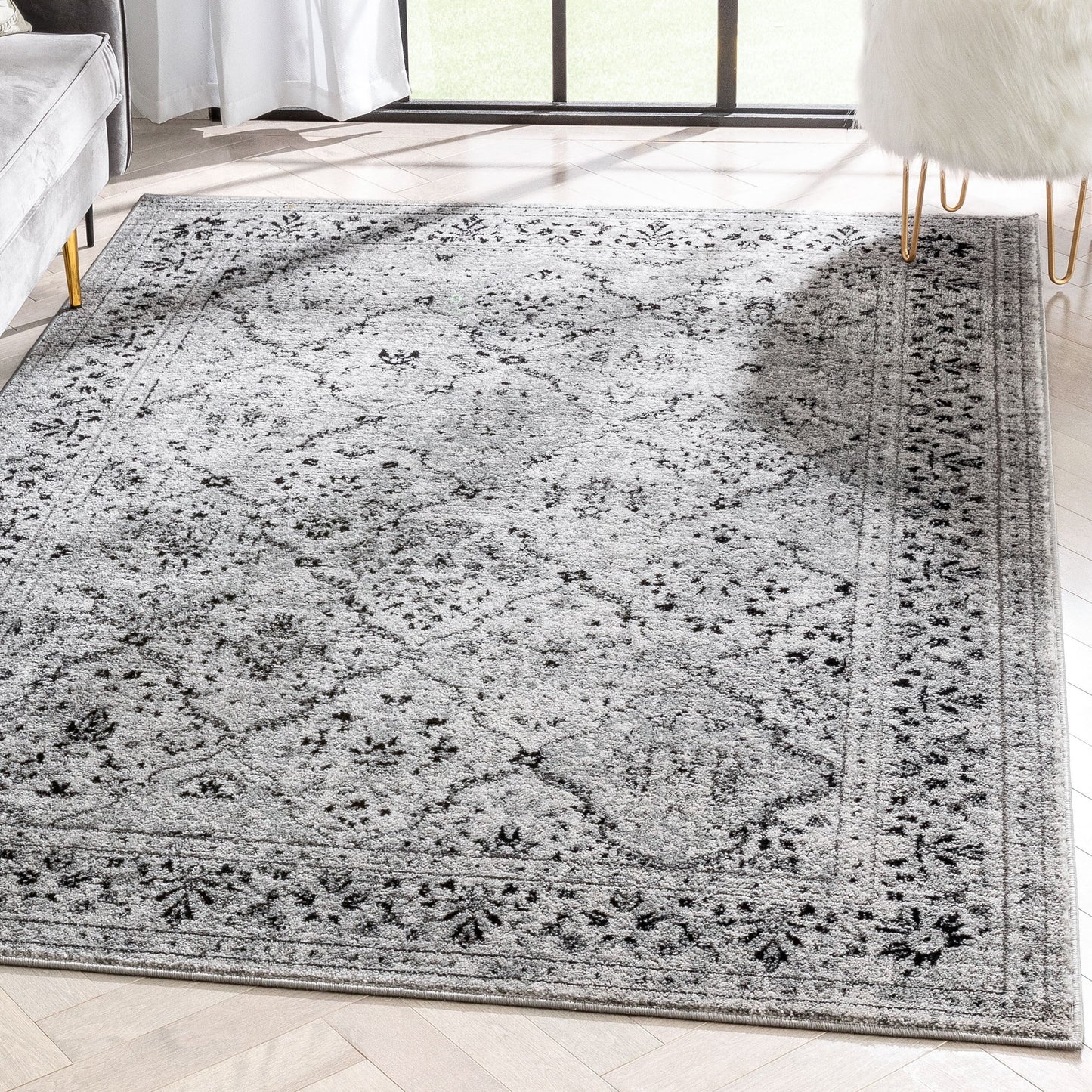 Argos Modern Vintage Lattice Grey Rug ZAZ-37