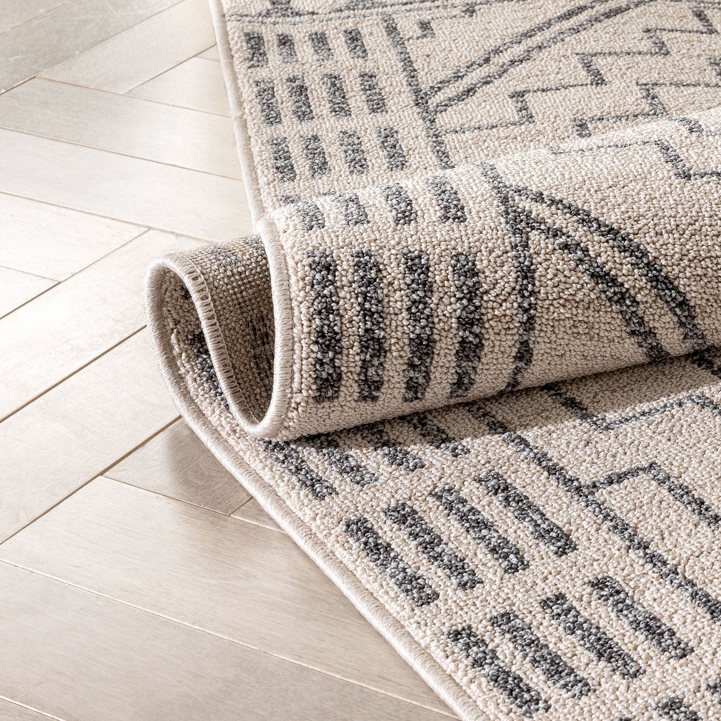 Zafer Tribal Geometric Pattern Ivory Kilim-Style RugLDL-212