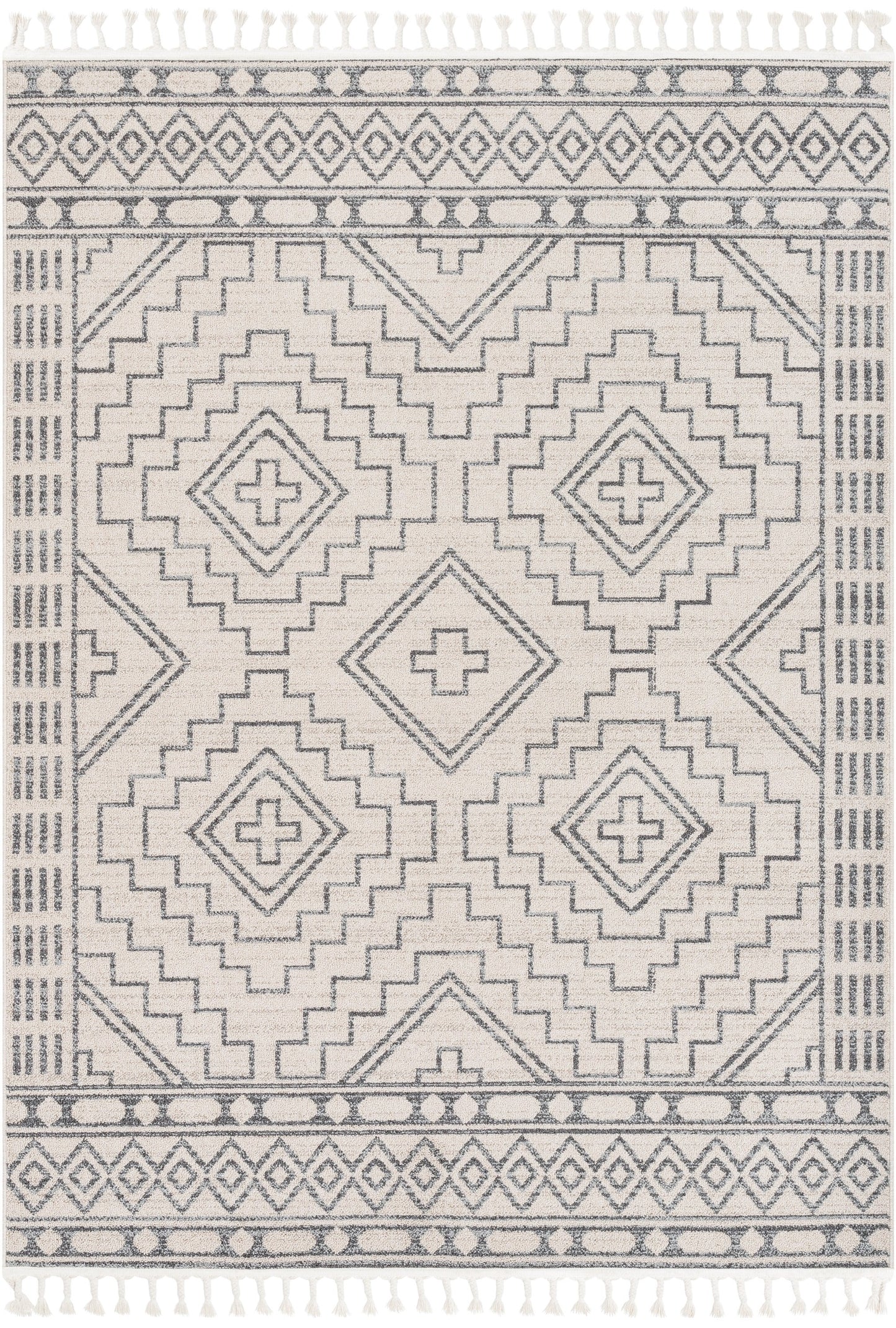 Zafer Tribal Geometric Pattern Ivory Kilim-Style RugLDL-212