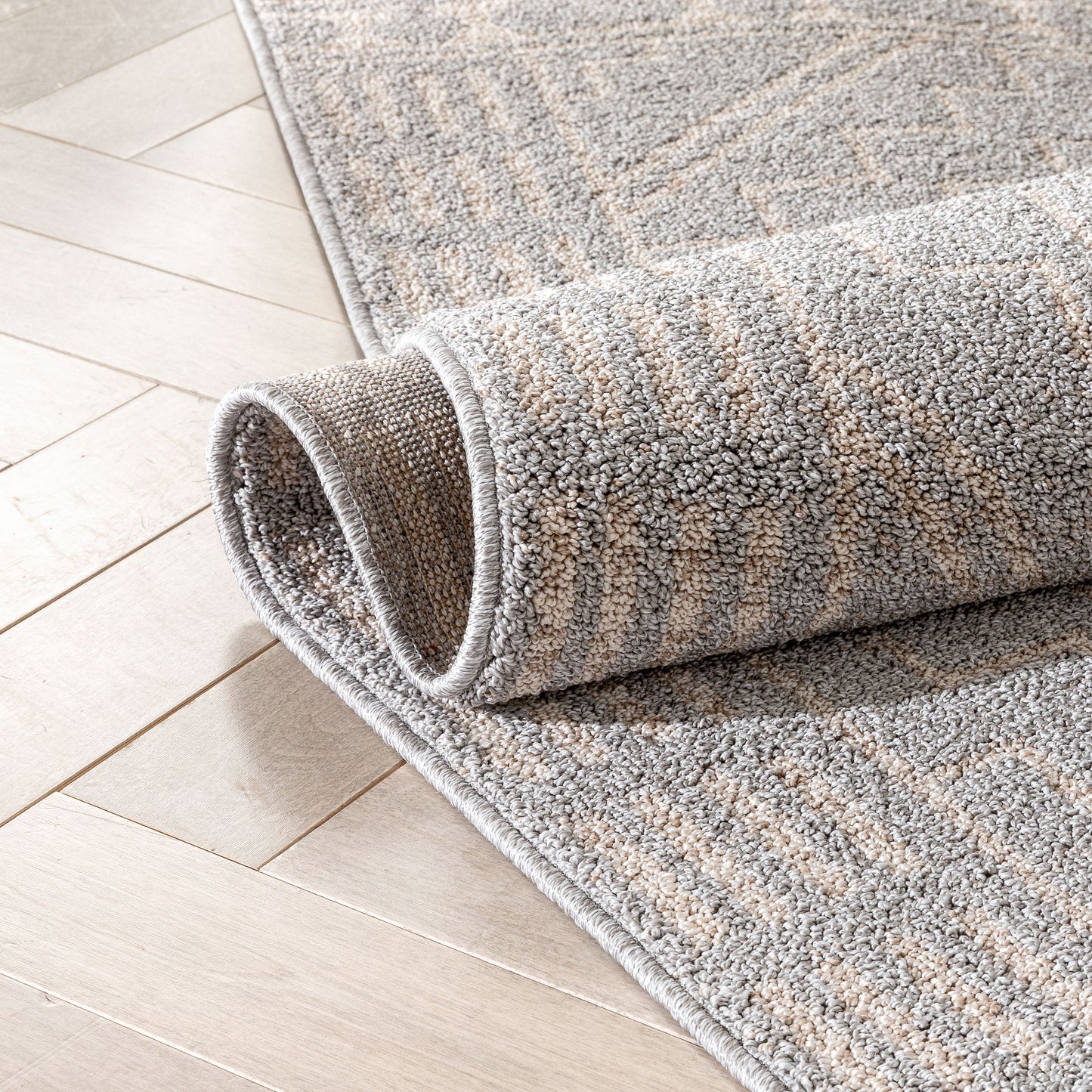 Zafer Tribal Geometric Pattern Grey Kilim-Style RugLDL-217