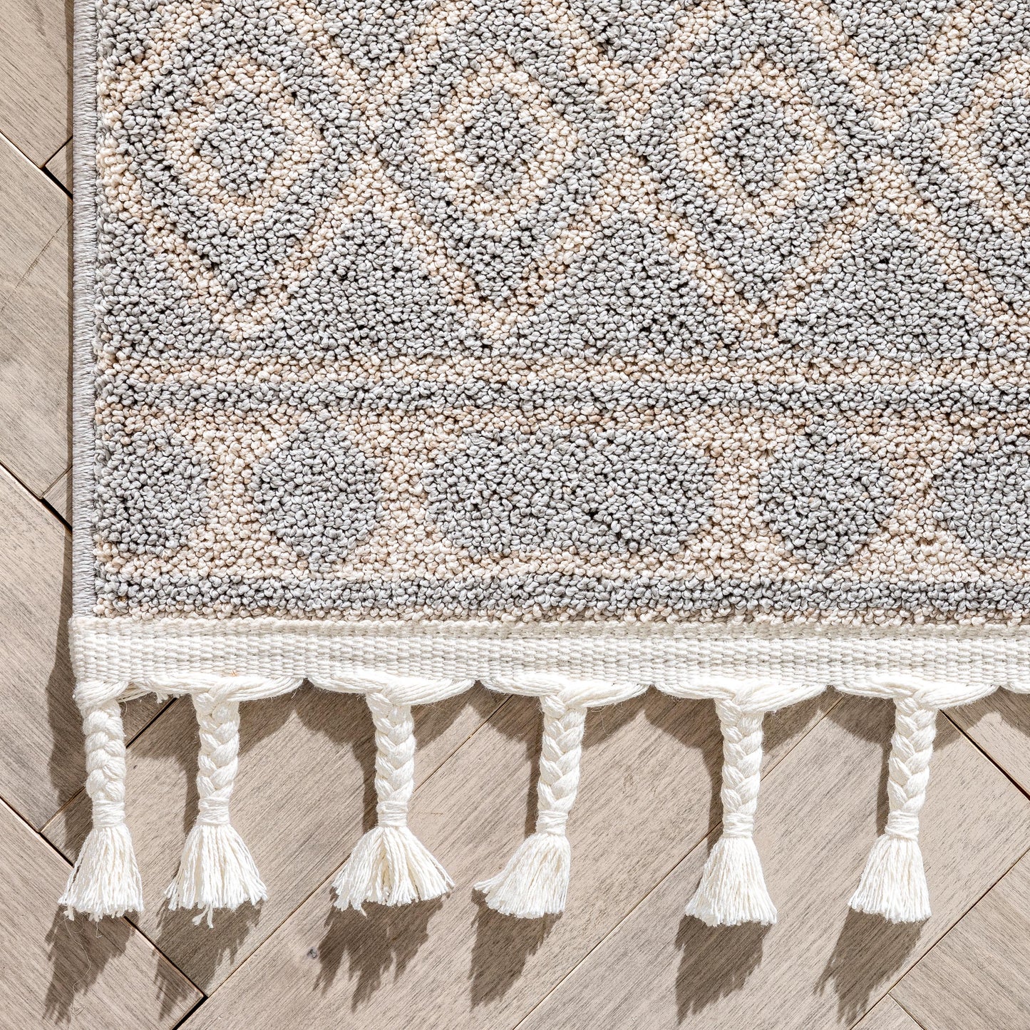 Zafer Tribal Geometric Pattern Grey Kilim-Style RugLDL-217