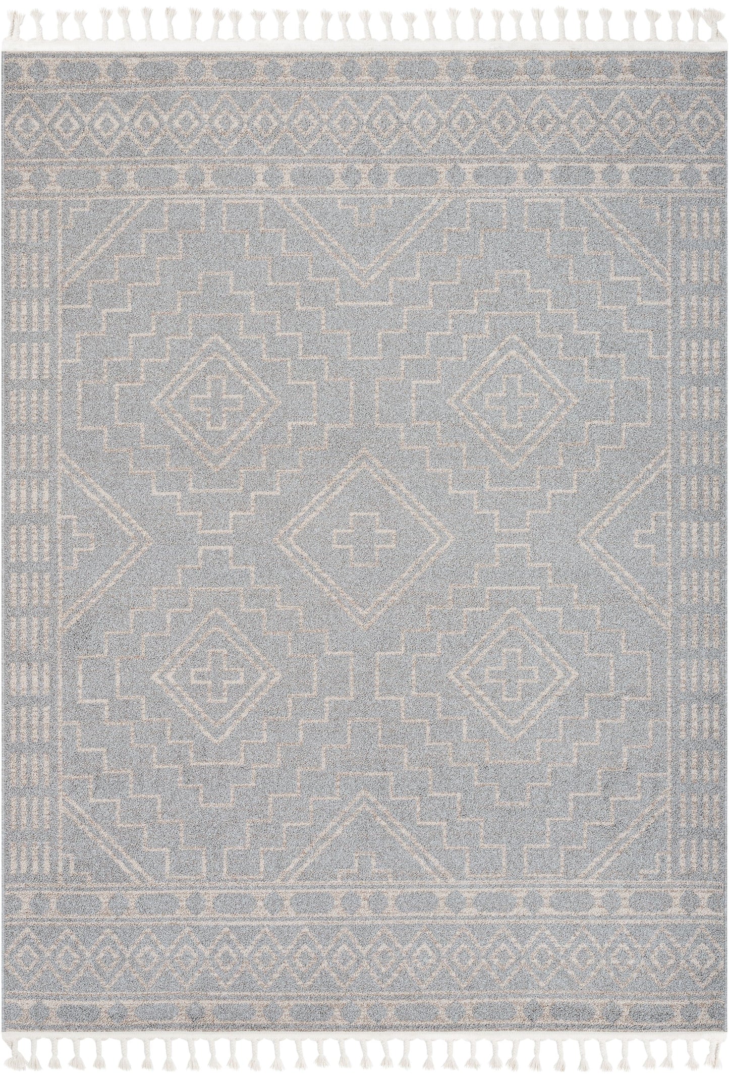 Zafer Tribal Geometric Pattern Grey Kilim-Style RugLDL-217