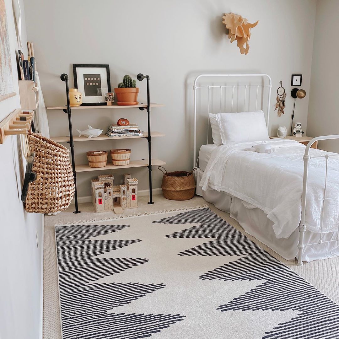 Zipped Tribal Aztec Geometric Ivory & Navy Blue Kilim-Style Rug LDL-12