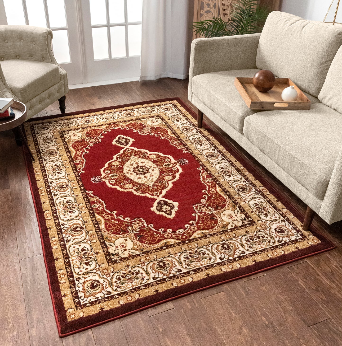 Isfahan Medallion Red Traditional Rug 1970