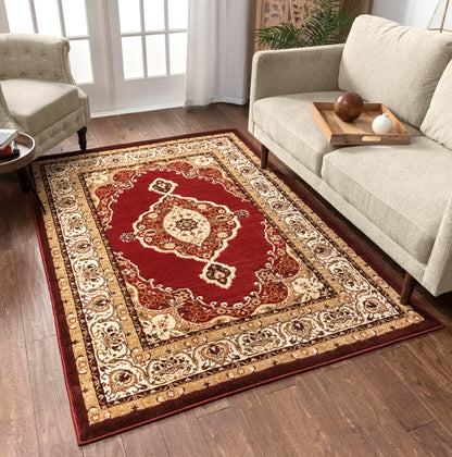 Isfahan Medallion Red Traditional Rug 1970