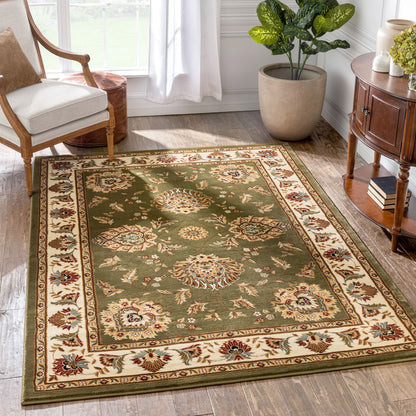 Abbasi Green Traditional Rug 3605