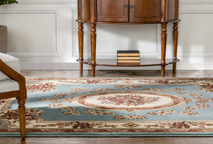 Le Petit Palais Light Blue Traditional Rug 3636