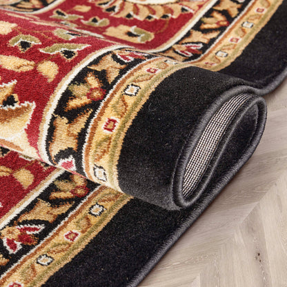 Medallion Kashan Black Traditional Rug 54103