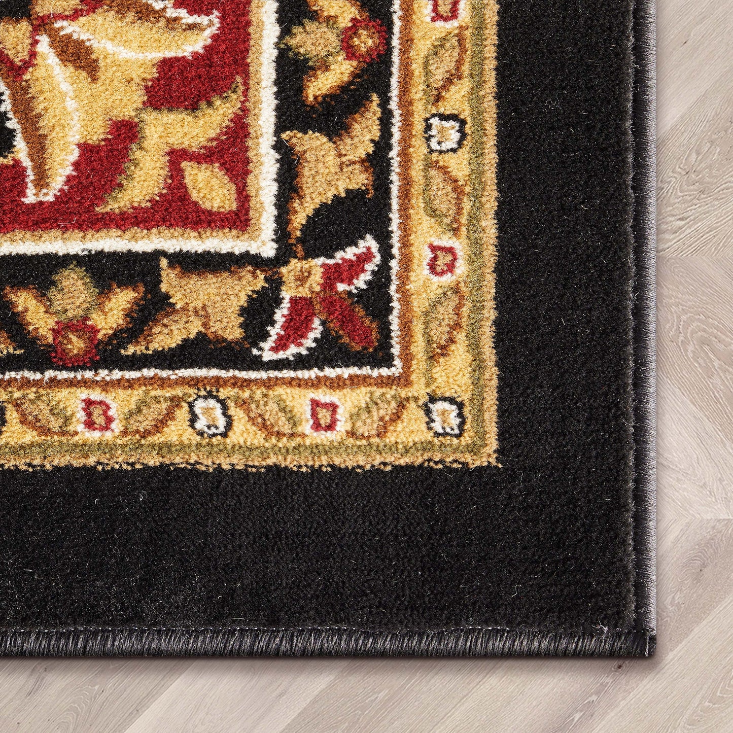 Medallion Kashan Black Traditional Rug 54103