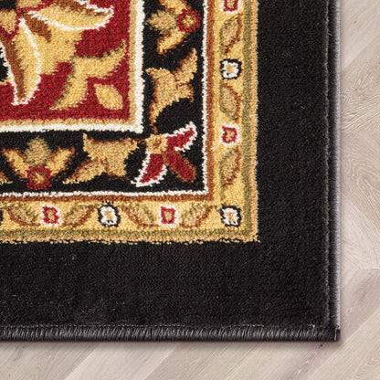 Medallion Kashan Black Traditional Rug 54103