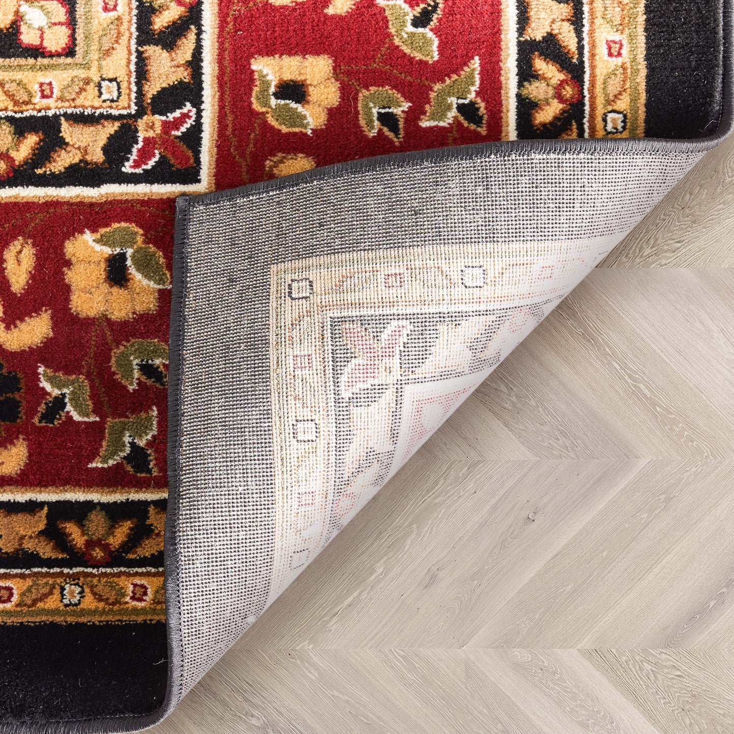 Medallion Kashan Black Traditional Rug 54103