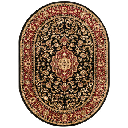Medallion Kashan Black Traditional Rug 54103