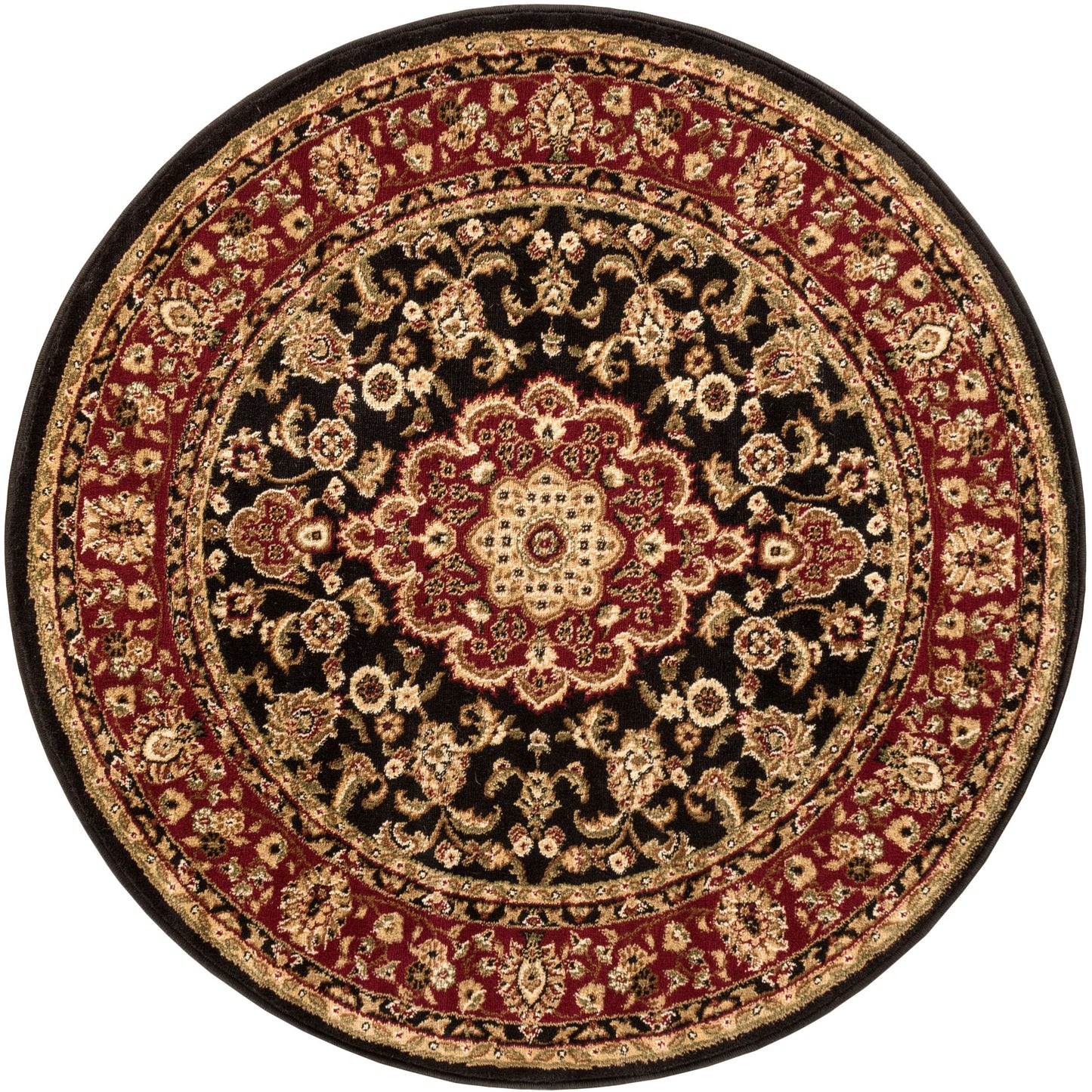 Medallion Kashan Black Traditional Rug 54103